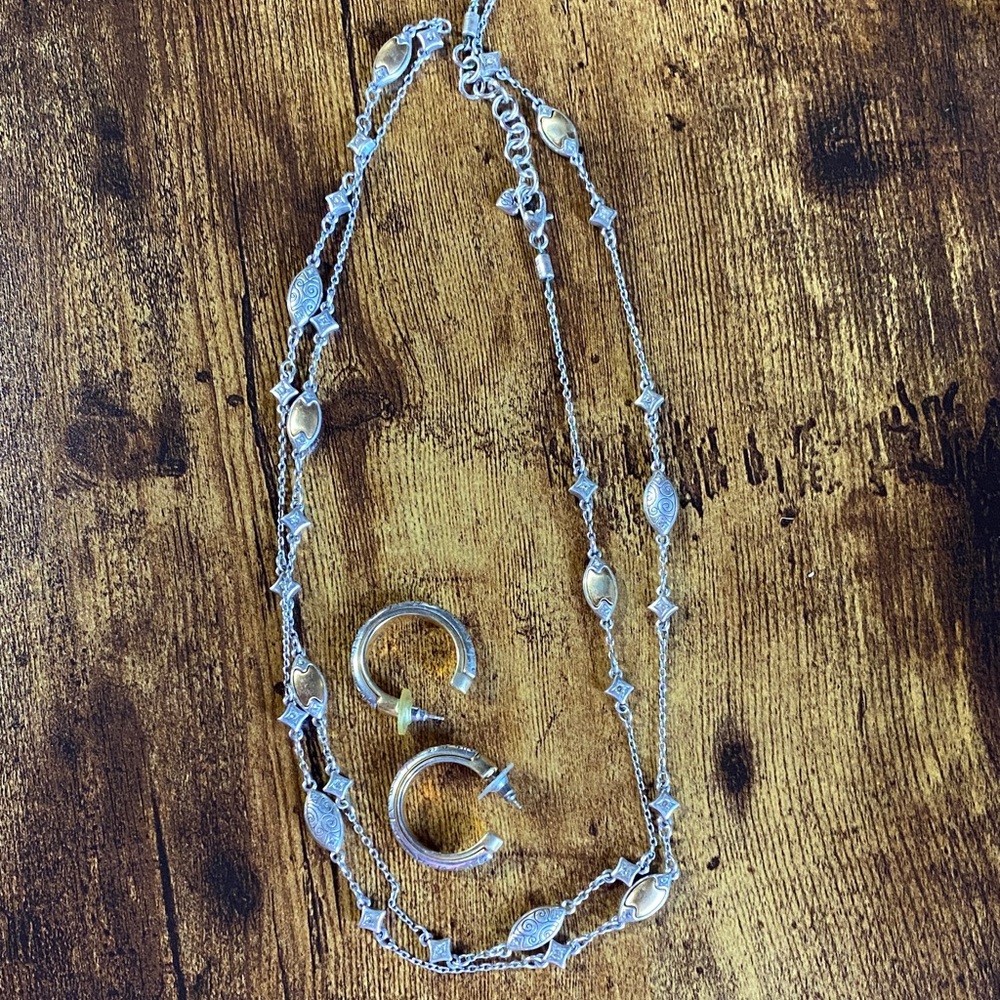 Brighton Vintage Two-toned Necklace and Earring Set